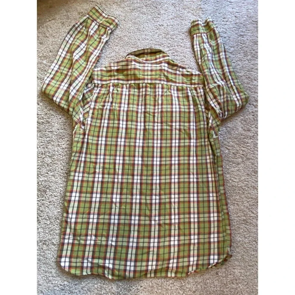 The North Face Shirt Large Men Plaid Flannel Green Long Sleeve Button Up SKU19